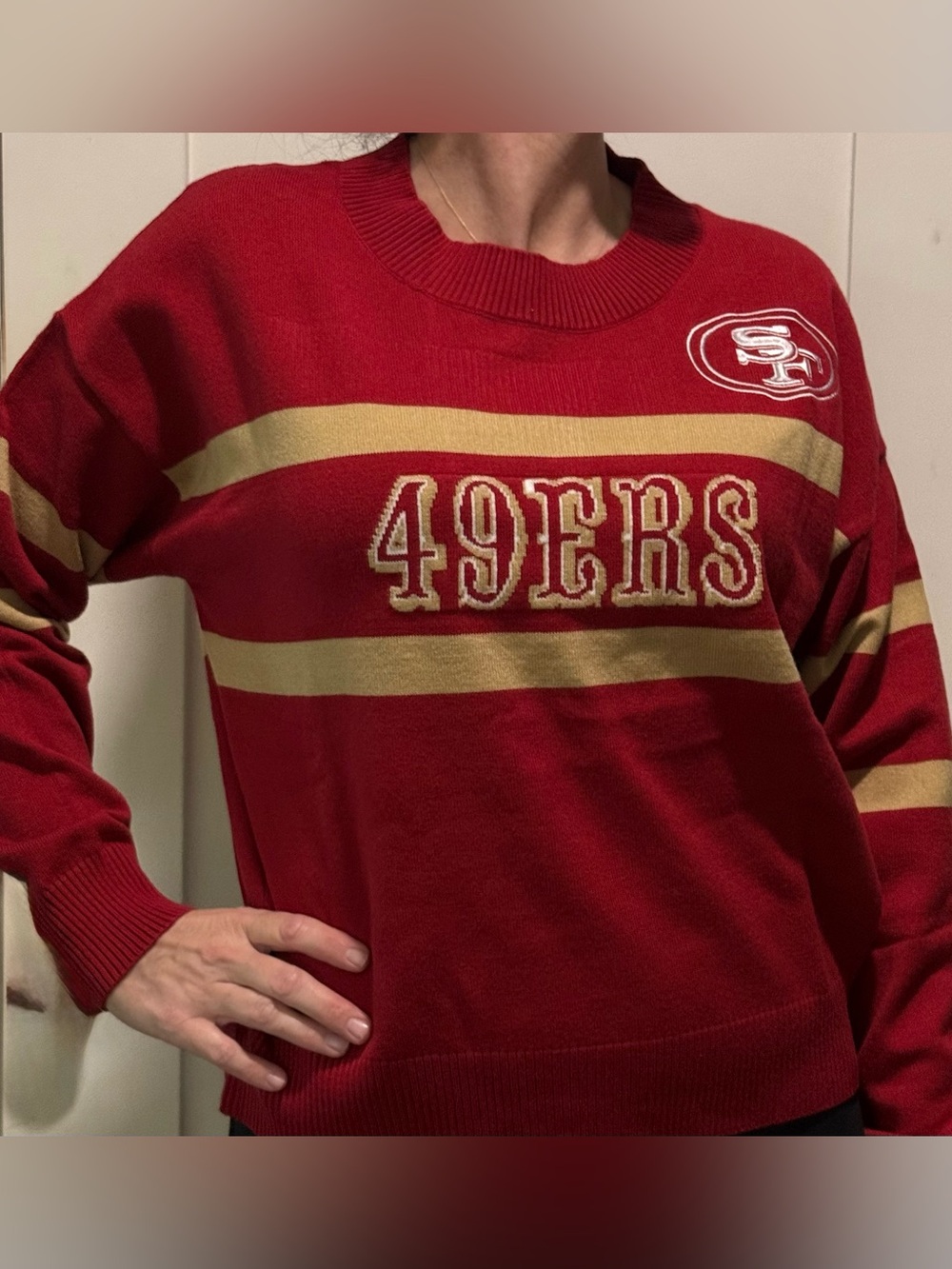 Women’s 49er Red & Gold Crewneck Sweater